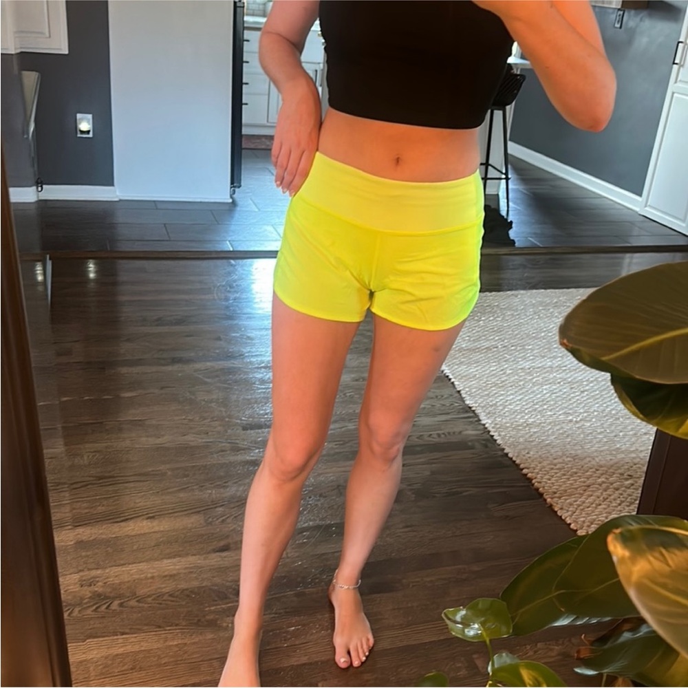 Lululemon neon yellow athletic shorts - Picture 1 of 2